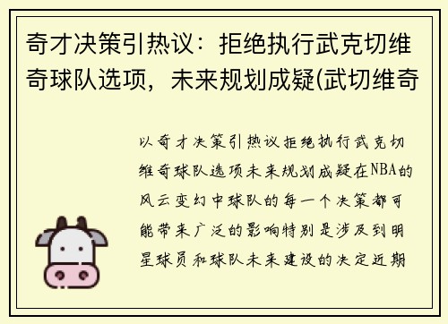 奇才决策引热议：拒绝执行武克切维奇球队选项，未来规划成疑(武切维奇续约)
